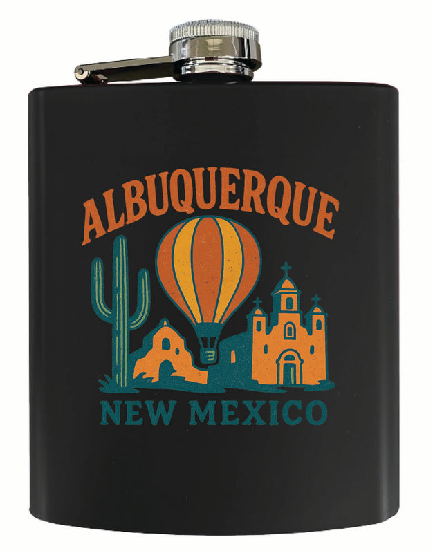 Albuquerque New Mexico Vintage Design Souvenir 7 oz Steel Flask Matte Finish Black