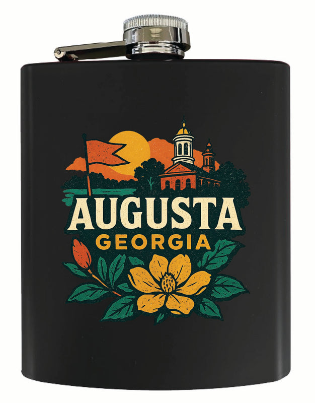 Augusta Georgia Vintage Design Souvenir 7 oz Steel Flask Matte Finish Black