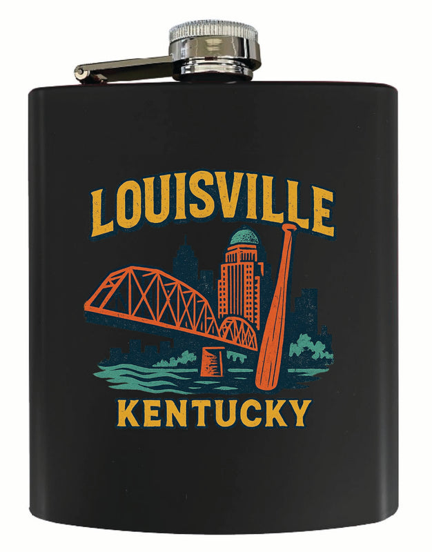 Louisville Kentucky Vintage Design Souvenir 7 oz Steel Flask Matte Finish Black