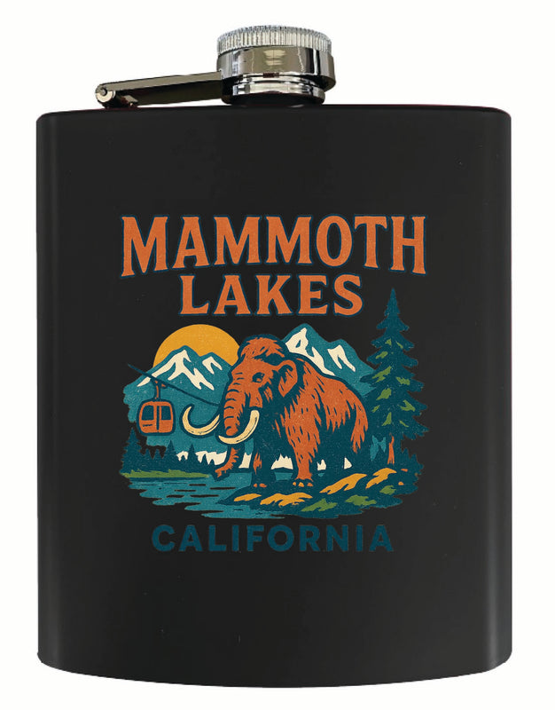 Mammoth Lakes California Vintage Design Souvenir 7 oz Steel Flask Matte Finish Black