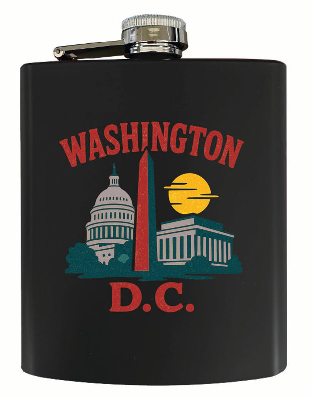 Washington DC Vintage Design Souvenir 7 oz Steel Flask Matte Finish Black