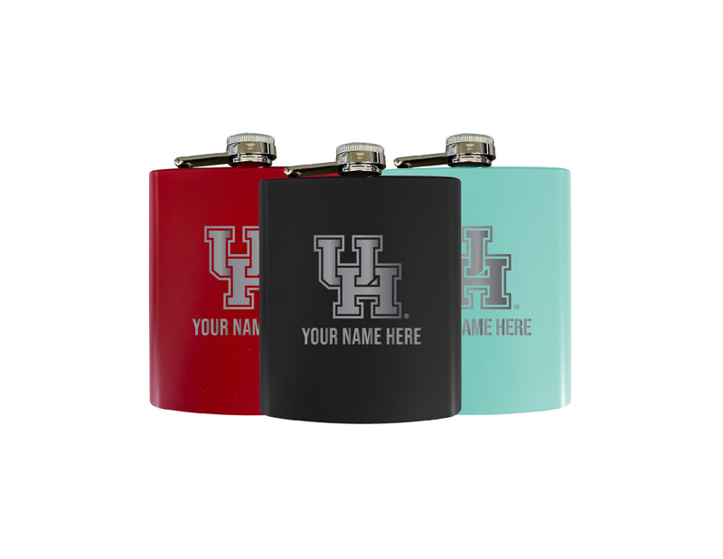 University of Houston Customizable 7 oz Engraved Steel Flask Matte Finish Officially Licensed - Choice of Color