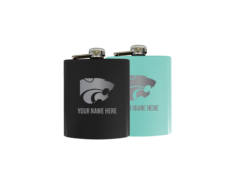 Kansas State Wildcats Customizable 7 oz Engraved Steel Flask Matte Finish Officially Licensed - Choice of Color