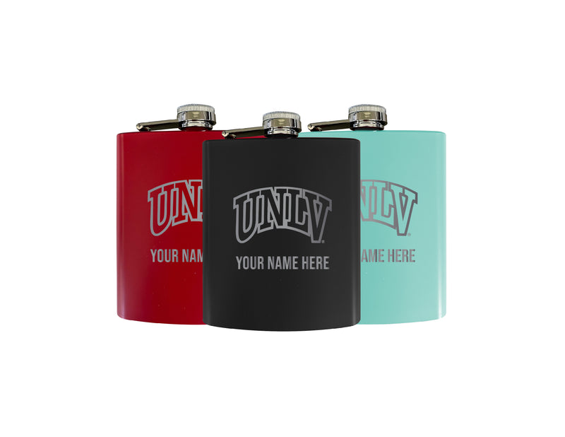 UNLV Rebels Customizable 7 oz Engraved Steel Flask Matte Finish Officially Licensed - Choice of Color