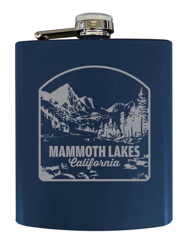 Mammoth Lakes California Souvenir 7 oz Engraved Steel Flask Matte Finish Navy 2-Pack
