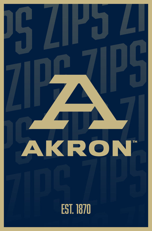 Akron Zips Vintage College Poster Officially Licensed Collegiate Product 16 x 24-Inches