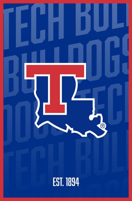 Louisiana Tech Bulldogs Vintage College Poster Officially Licensed Collegiate Product 16 x 24-Inches