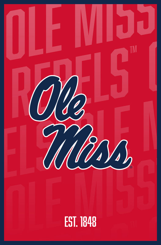 Mississippi Rebels "Ole Miss" Vintage College Poster Officially Licensed Collegiate Product 16 x 24-Inches