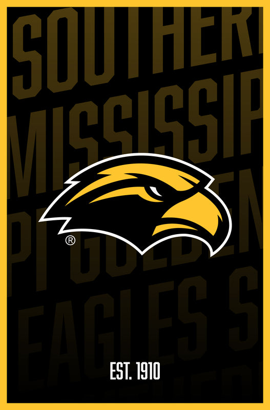 Southern Mississippi Golden Eagles Vintage College Poster Officially Licensed Collegiate Product 11 x 17-Inches