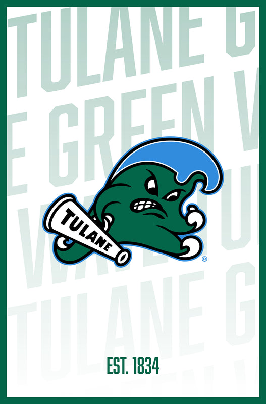 Tulane University Green Wave Vintage College Poster Officially Licensed Collegiate Product 8 x 10-Inches
