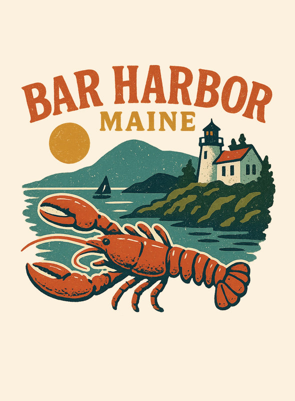 Bar Harbor Maine Vintage Design Souvenir Vintage Travel Poster 8 x 10-Inches