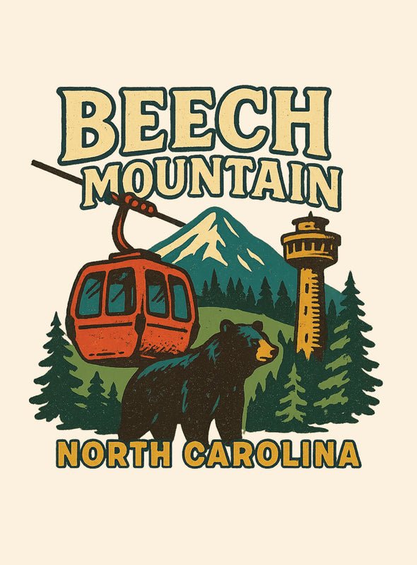 Beech Mountain North Carolina Vintage Design Souvenir Vintage Travel Poster 8 x 10-Inches