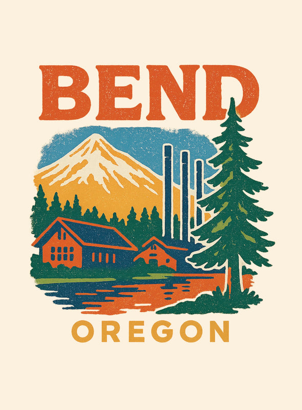 Bend Oregon Vintage Design Souvenir Vintage Travel Poster 8 x 10-Inches