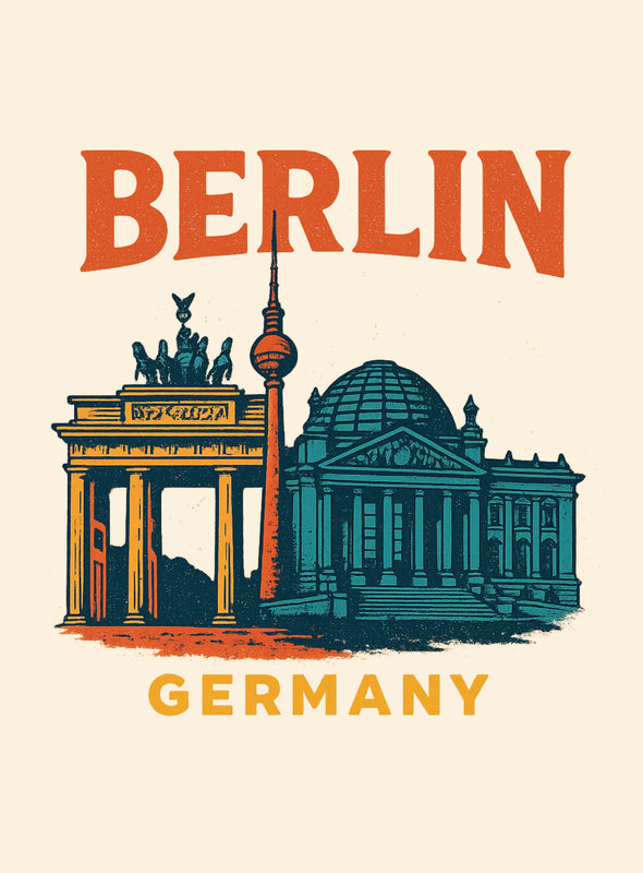Berlin Germany Vintage Design Souvenir Vintage Travel Poster 8 x 10-Inches
