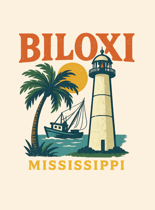 Biloxi Mississippi Vintage Design Souvenir Vintage Travel Poster 8 x 10-Inches
