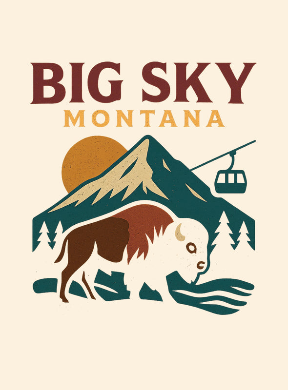 Big Sky Montana Vintage Design Souvenir Vintage Travel Poster 8 x 10-Inches