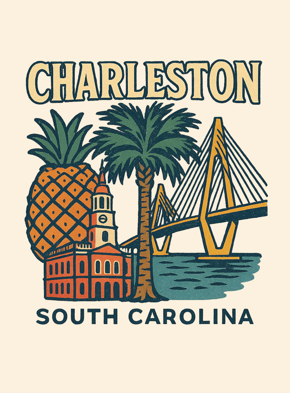 Charleston South Carolina Vintage Design Souvenir Vintage Travel Poster 8 x 10-Inches