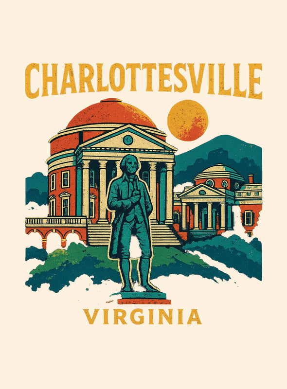 Charlottesville Virginia Vintage Design Souvenir Vintage Travel Poster 8 x 10-Inches