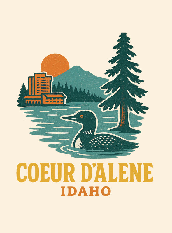 Coeur D'Alene Idaho Vintage Design Souvenir Vintage Travel Poster 8 x 10-Inches