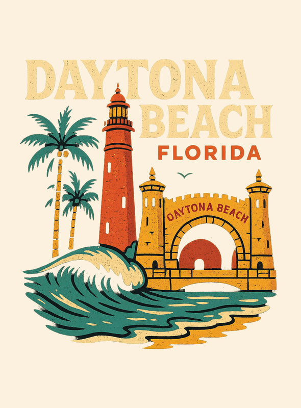 Daytona Beach Florida Vintage Design Souvenir Vintage Travel Poster 8 x 10-Inches