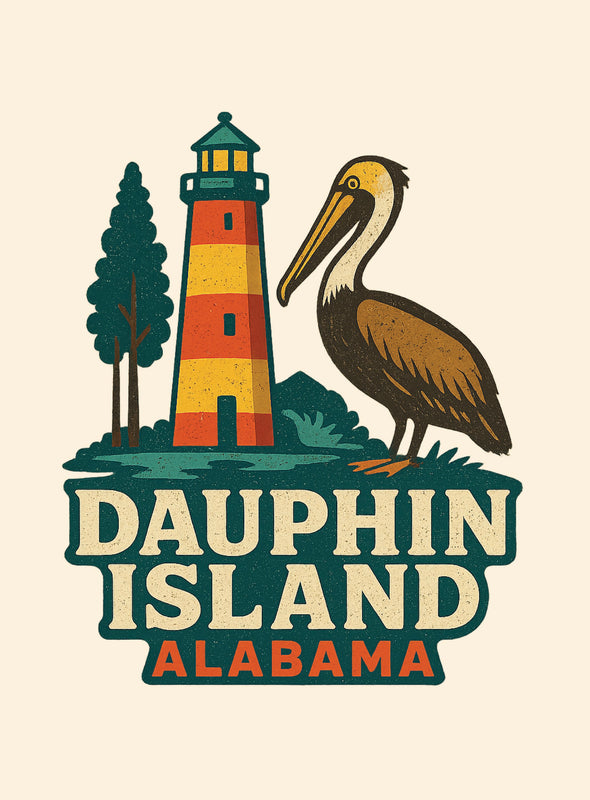 Dauphin Island Alabama Vintage Design Souvenir Vintage Travel Poster 8 x 10-Inches
