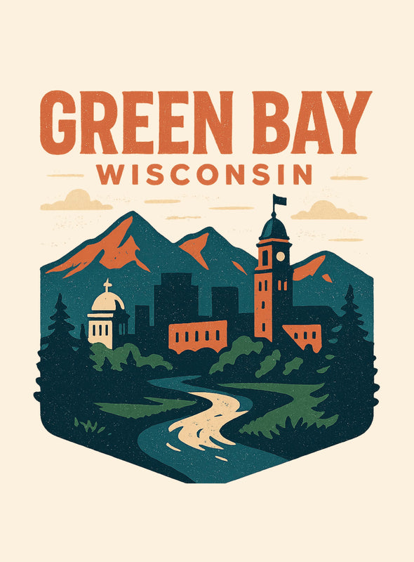 Green Bay Wisconsin Vintage Design Souvenir Vintage Travel Poster 8 x 10-Inches