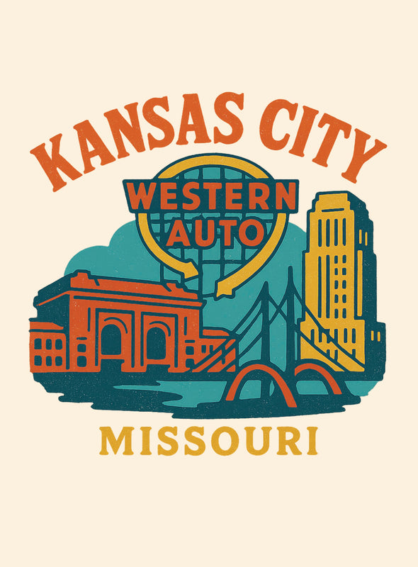 Kansas City Missouri Vintage Design Souvenir Vintage Travel Poster 8 x 10-Inches