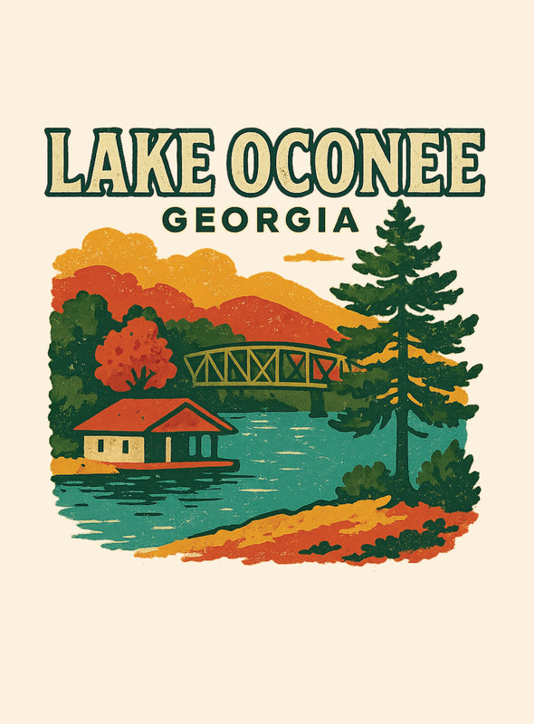 Lake Oconee Georgia Vintage Design Souvenir Vintage Travel Poster 8 x 10-Inches