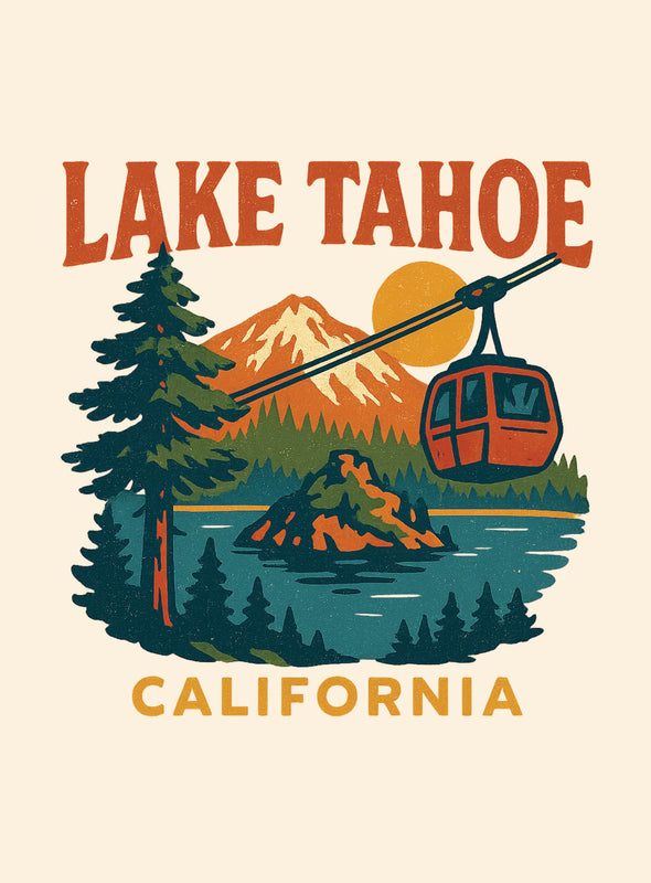 Lake Tahoe California Vintage Design Souvenir Vintage Travel Poster 8 x 10-Inches