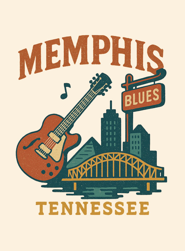 Memphis Tennessee Vintage Design Souvenir Vintage Travel Poster 8 x 10-Inches