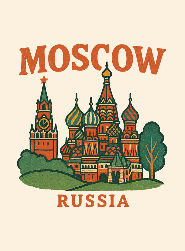 Moscow Russia Vintage Design Souvenir Vintage Travel Poster 8 x 10-Inches