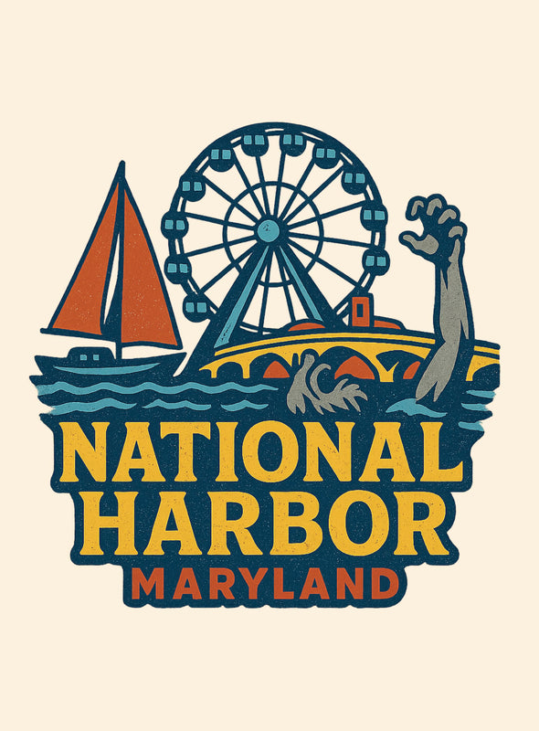 National Harbor Maryland Vintage Design Souvenir Vintage Travel Poster 8 x 10-Inches