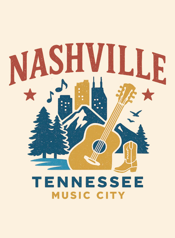 Nashville Tennessee Vintage Design Souvenir Vintage Travel Poster 8 x 10-Inches