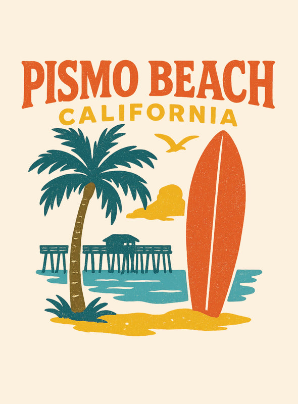 Pismo Beach California Vintage Design Souvenir Vintage Travel Poster 8 x 10-Inches