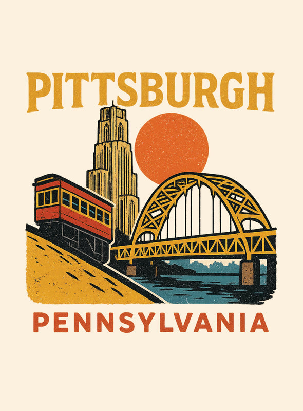 Pittsburgh Pennsylvania Vintage Design Souvenir Vintage Travel Poster 8 x 10-Inches
