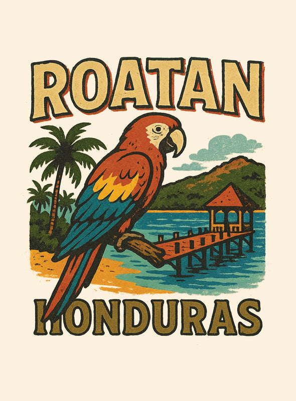 Roatan Honduras Vintage Design Souvenir Vintage Travel Poster 8 x 10-Inches