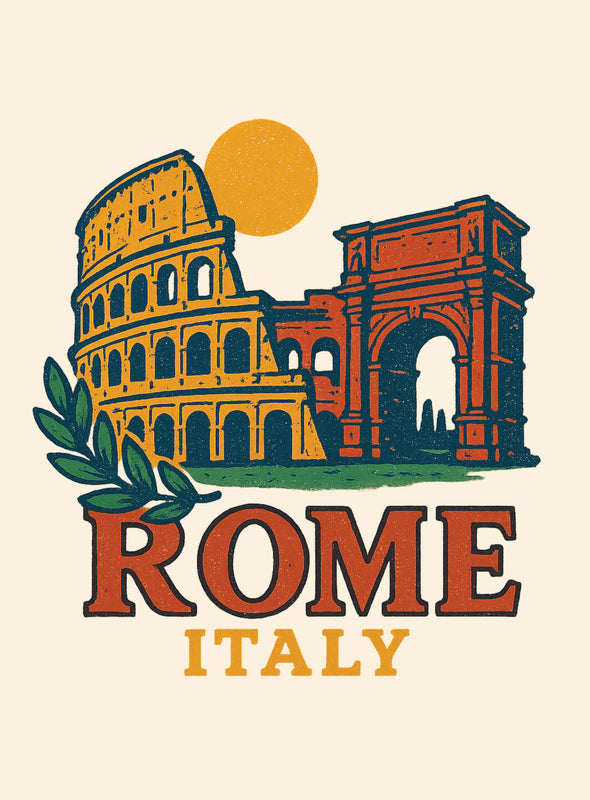 Rome Italy Vintage Design Souvenir Vintage Travel Poster 8 x 10-Inches