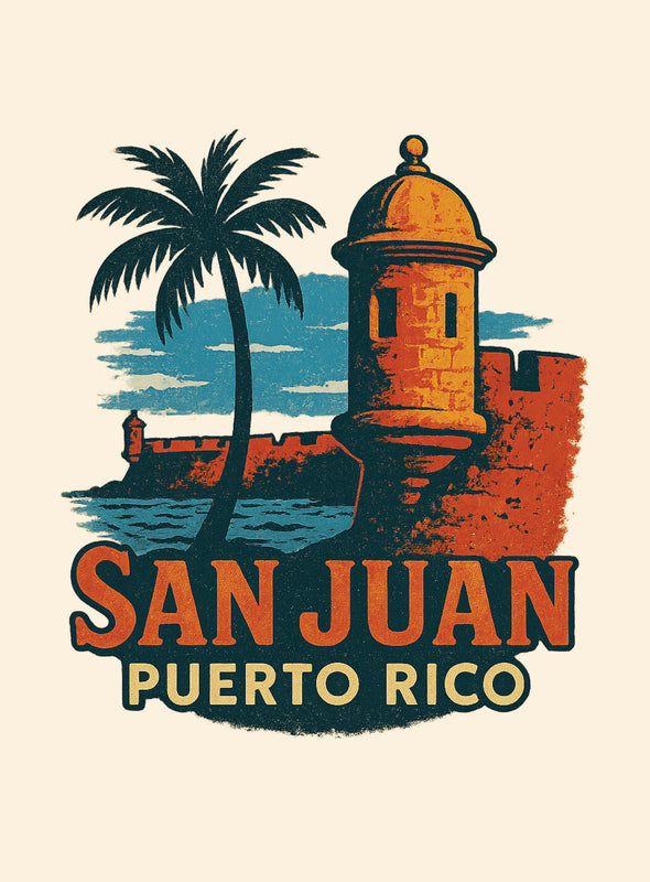 San Juan Puerto Rico Vintage Design Souvenir Vintage Travel Poster 8 x 10-Inches
