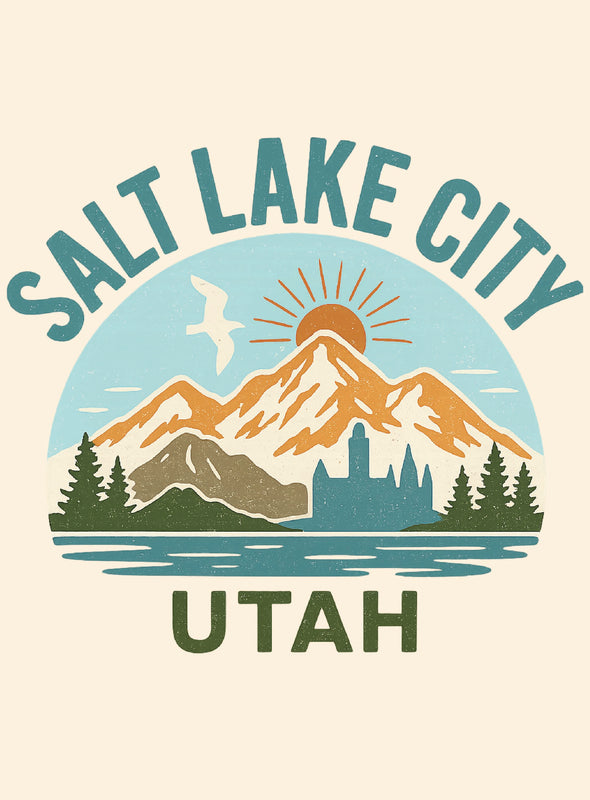 Salt Lake City Utah Vintage Design Souvenir Vintage Travel Poster 8 x 10-Inches