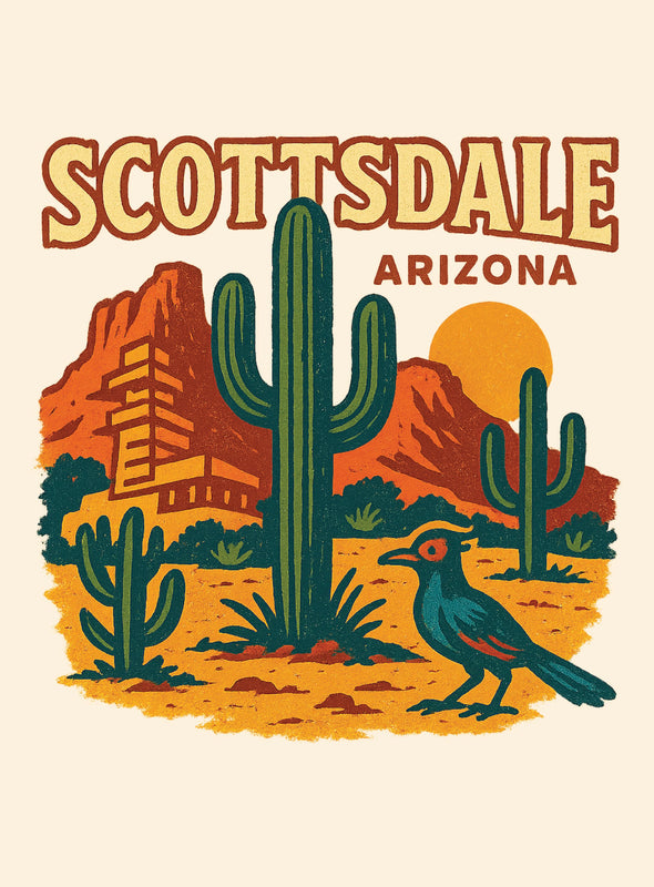 Scottsdale Arizona Vintage Design Souvenir Vintage Travel Poster 8 x 10-Inches