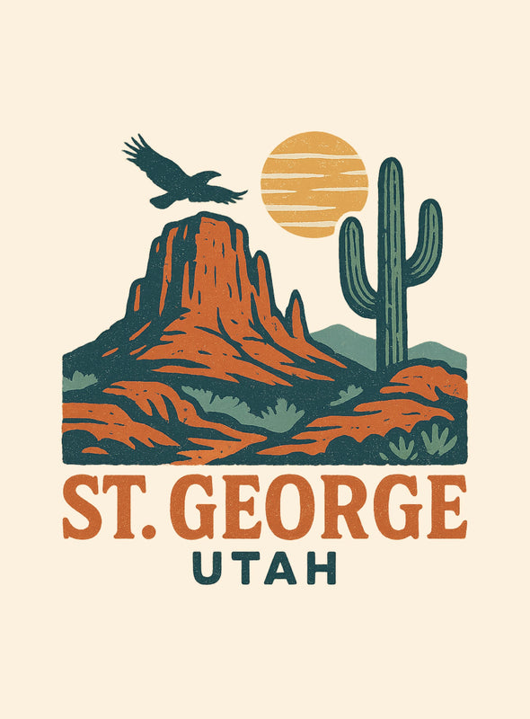 St. George Utah Vintage Design Souvenir Vintage Travel Poster 8 x 10-Inches