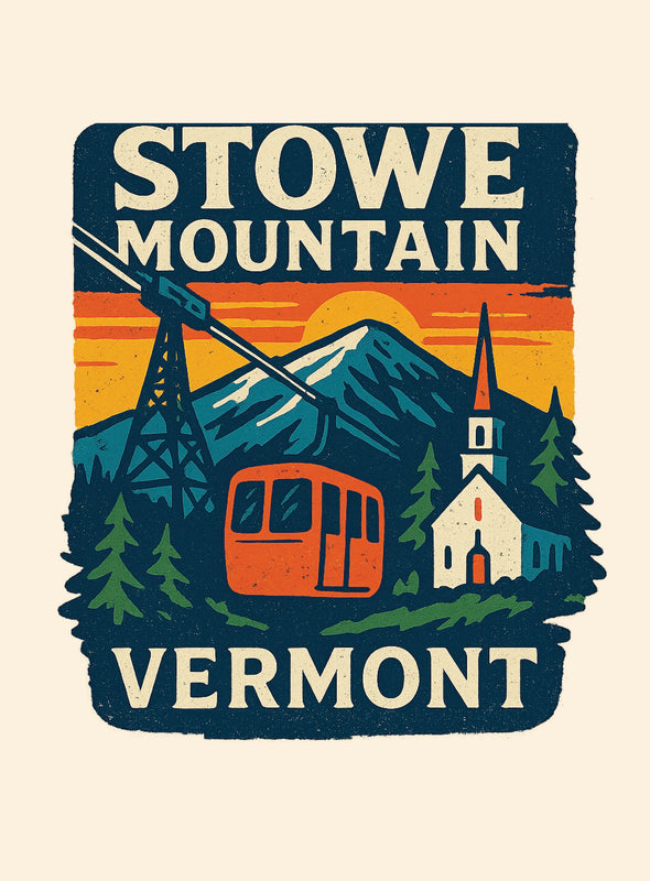 Stowe Mountain Vermont Vintage Design Souvenir Vintage Travel Poster 8 x 10-Inches