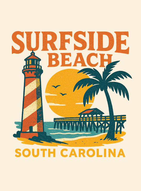 Surfside Beach South Carolina Vintage Design Souvenir Vintage Travel Poster 8 x 10-Inches
