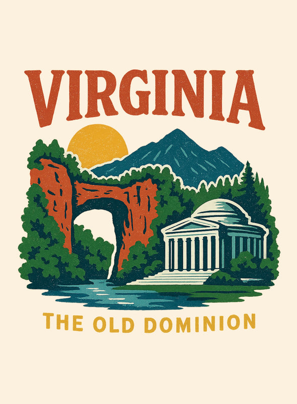 Virginia Vintage Design Souvenir Vintage Travel Poster 8 x 10-Inches