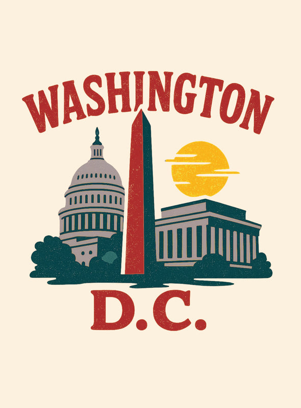 Washington DC Vintage Design Souvenir Vintage Travel Poster 8 x 10-Inches