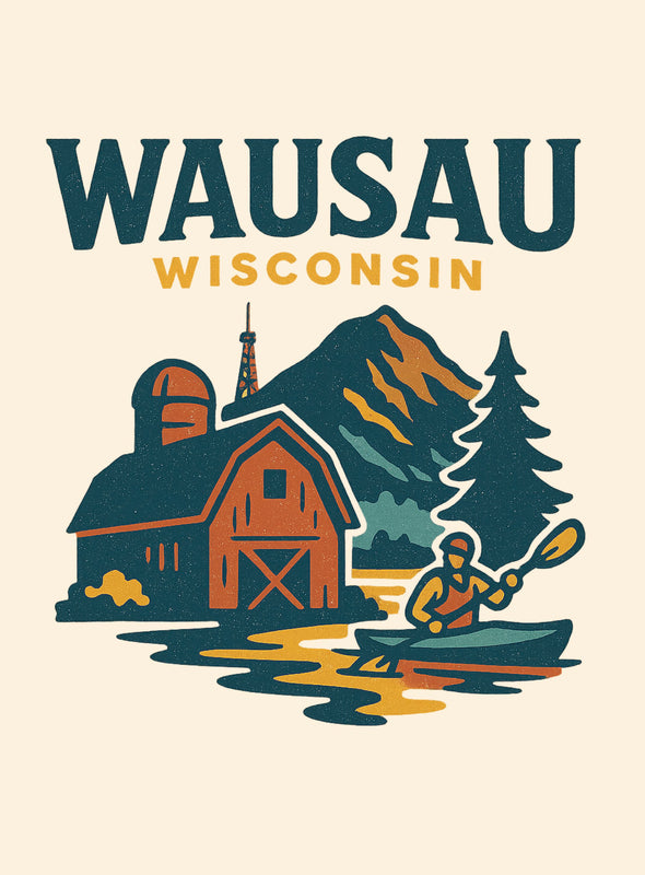 Wausau Wisconsin Vintage Design Souvenir Vintage Travel Poster 8 x 10-Inches