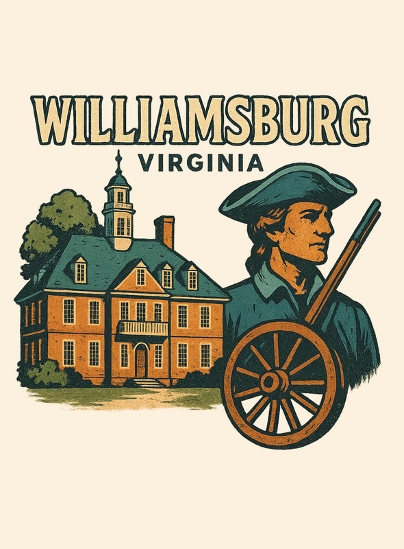 Williamsburg Virginia Vintage Design Souvenir Vintage Travel Poster 8 x 10-Inches