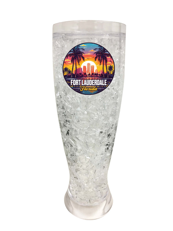 Fort Lauderdale Florida Design B Souvenir 16 oz Plastic Broken Glass Frosty Mug 2-Pack
