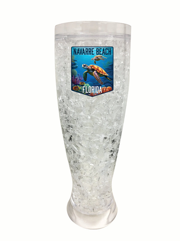 Navarre Beach Florida Underwater Turtle Design Souvenir 16 oz Plastic Broken Glass Frosty Mug 2-Pack