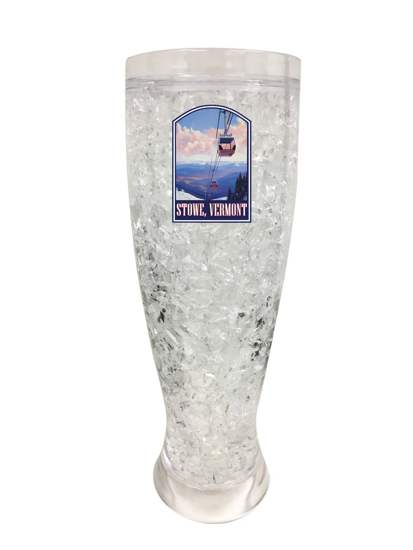 Stowe Mountain Vermont Design B Souvenir 16 oz Plastic Broken Glass Frosty Mug 2-Pack